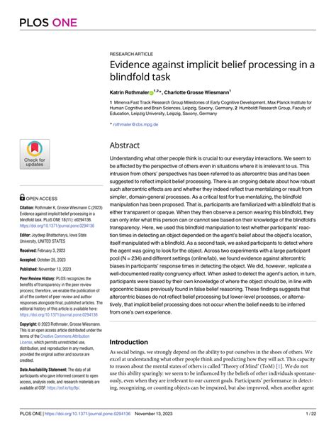 Evidence against implicit belief processing in a blindfold task.